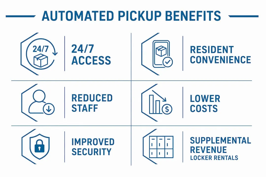 Infographic showing benefits of automated package pickup
