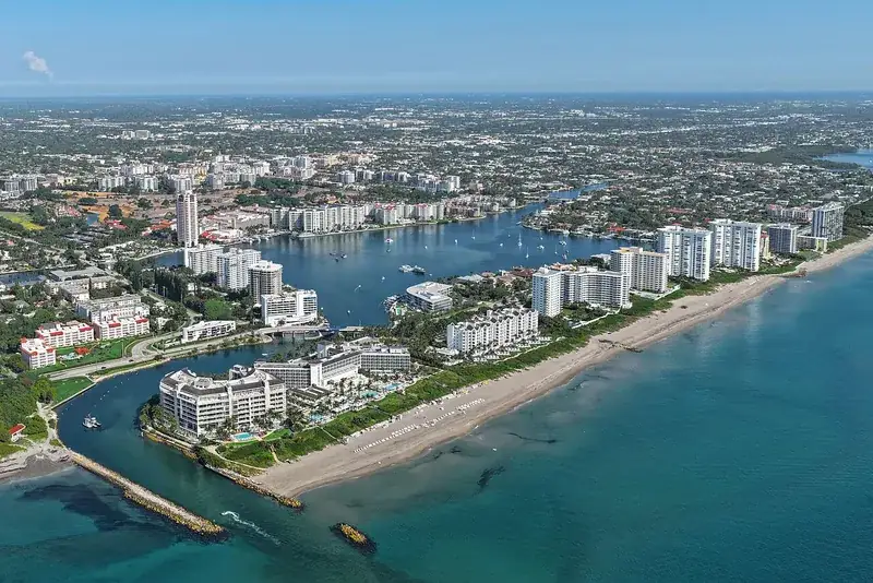 Aerial view of Boca Raton and the inlet, Boca Raton, FL