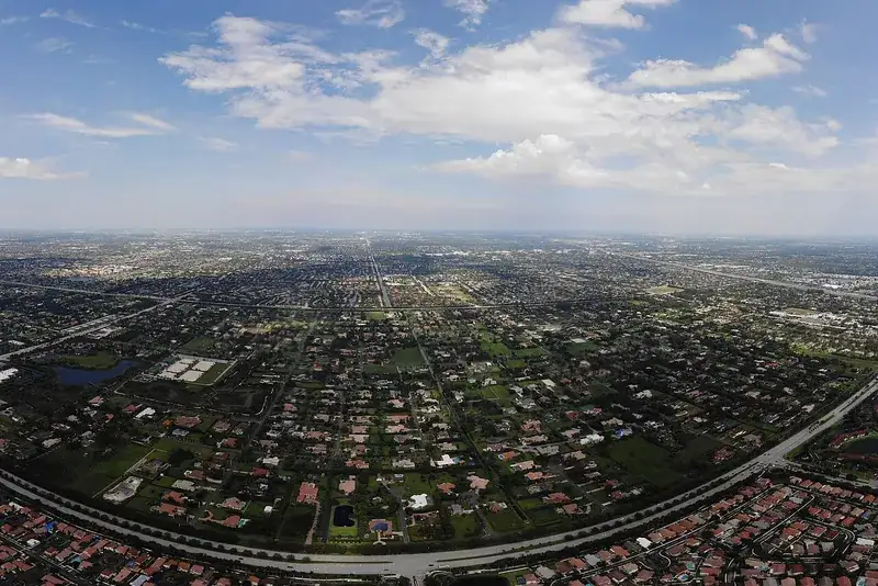 Aerial view of Plantation looking east, Plantation, FL